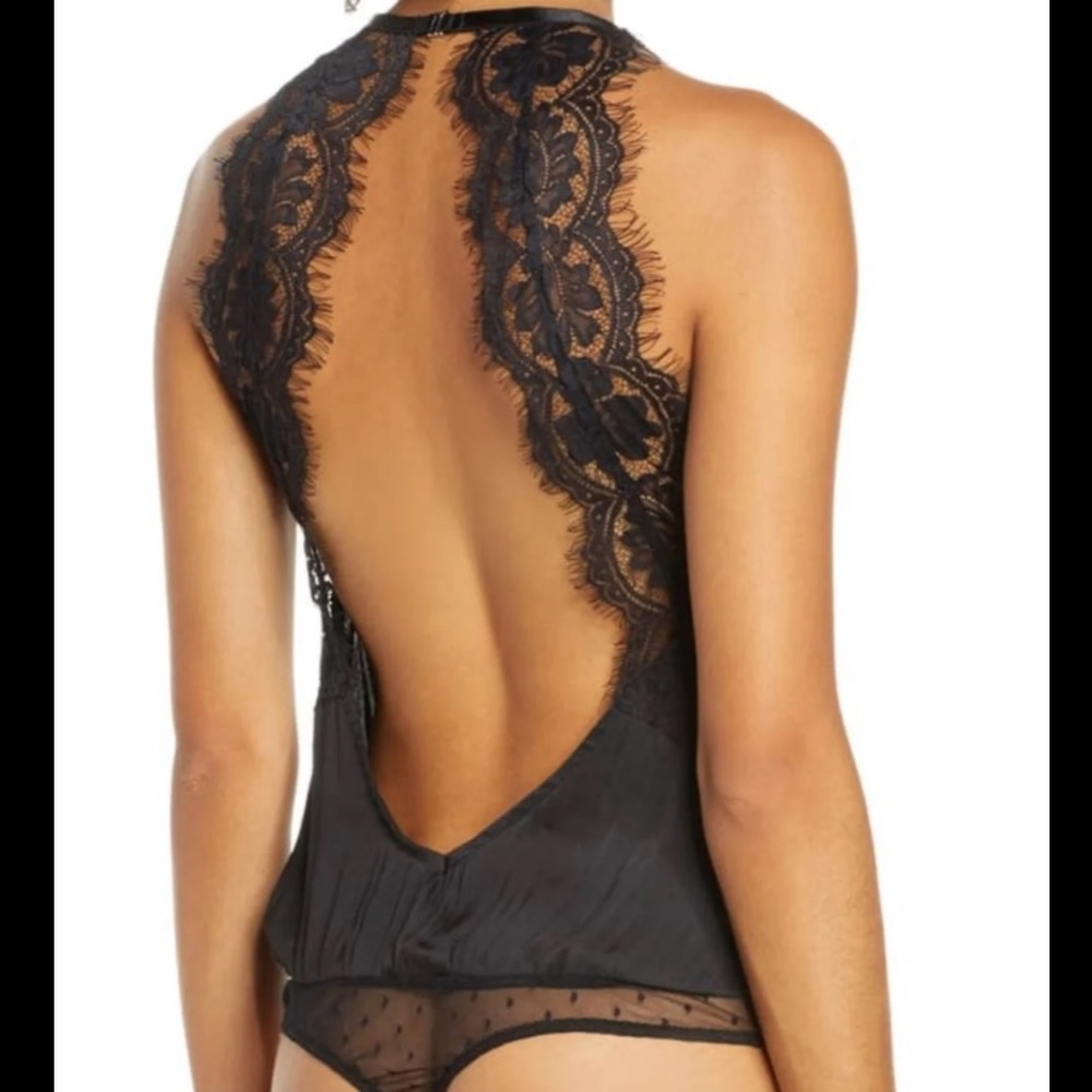 Free People Melrose Lace Black Thong Bodysuit - Picture 6 of 12